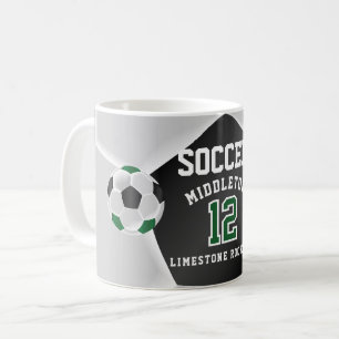 Mug Sport ⚽ de football vert, noir et blanc