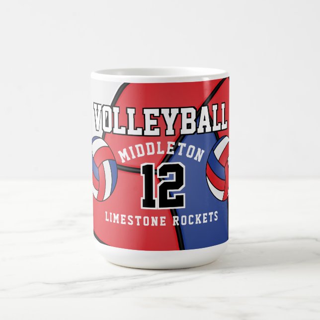 Mug Sport de volley-ball rouge, blanc et bleu (Centre)