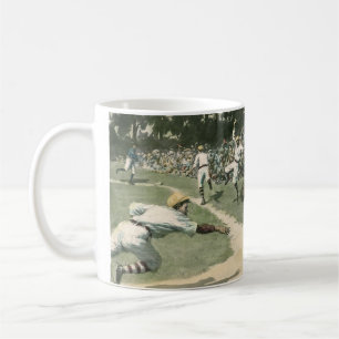 Mug Sport Vintage, joueur de baseball glissant à la ma