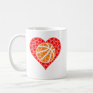 Mug Sports Basketball Ball Red Love Shaped Heart Valen