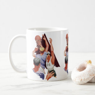 Mug Sports Vintage, Joueurs de Basket-ball dans un Mat
