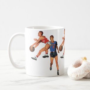 Mug Sports vintages, joueurs de basket-ball dans un je