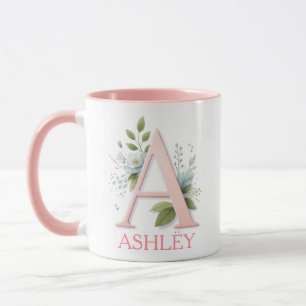 Mug Spring Blossom Lettre personnalisée A - Nom person