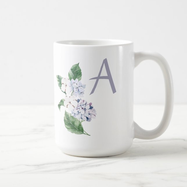 Mug Spring HYRDANGEA avec lettre personnalisable (Droite)