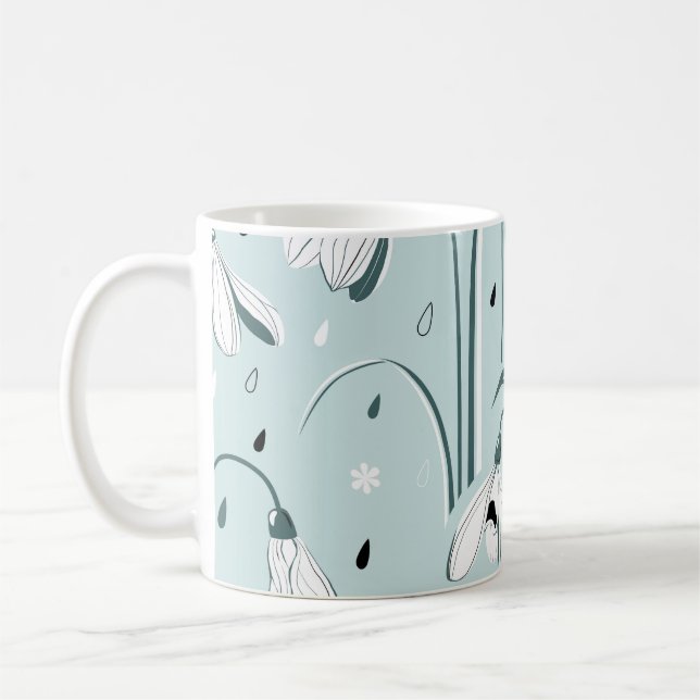 Mug Spring Snowdrop : Arrière - plan Vintage Raindrop. (Gauche)