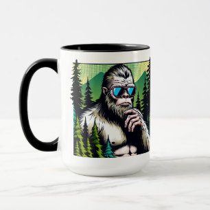 Mug Squatch Curieux avec Lunettes de Soleil