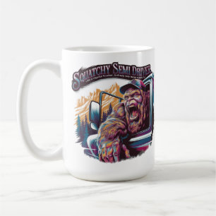 Mug Squatchin' On Road - Bigfoot Semi-Truck Driver