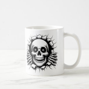 Mug Squelette 3D se brisant à travers le fond Hallowee