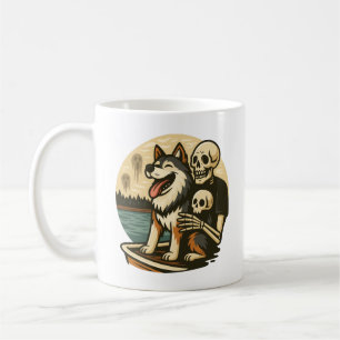 Mug Squelette avec chien sur un lac hanté Art d'horreu