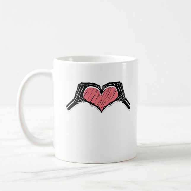 Mug Squelette Coeur main signe Valentines Jour Classiq (Gauche)