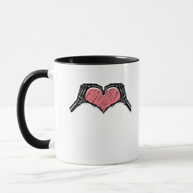Mug Squelette Coeur main signe Valentines Jour Classiq (Gauche)