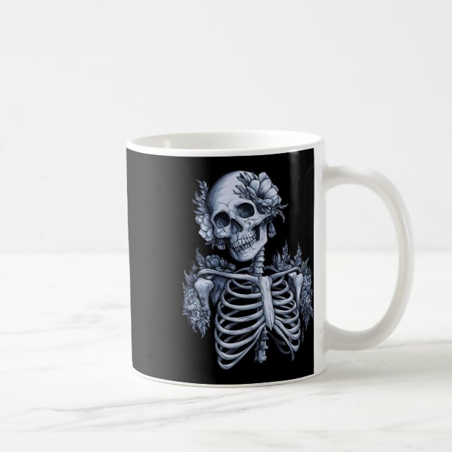 Mug Squelette Crâne floral Halloween Gothique Occulte  (Droite)