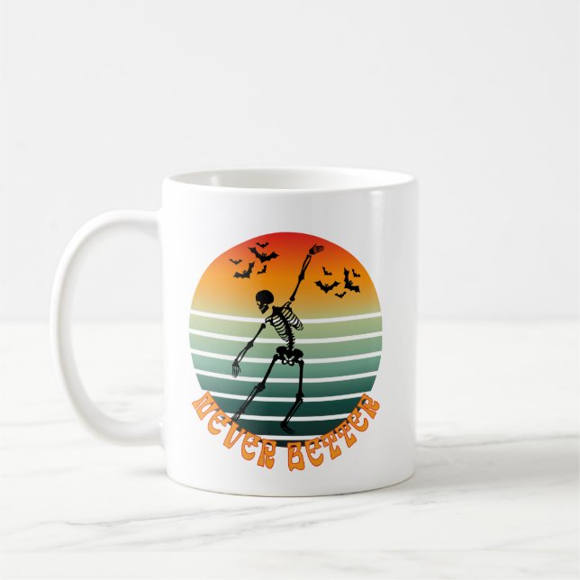Mug squelette dansant Halloween jamais meilleur couche (Gauche)