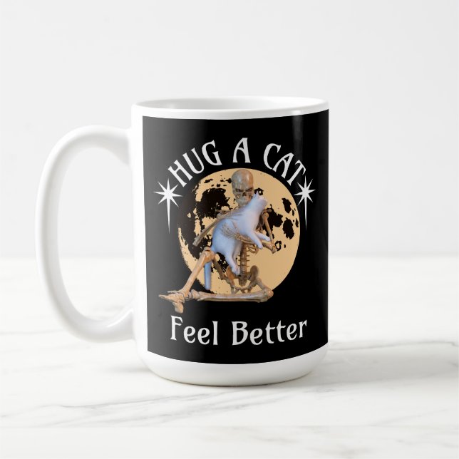 Mug Squelette de chat câlin au clair de lune Confort H (Gauche)