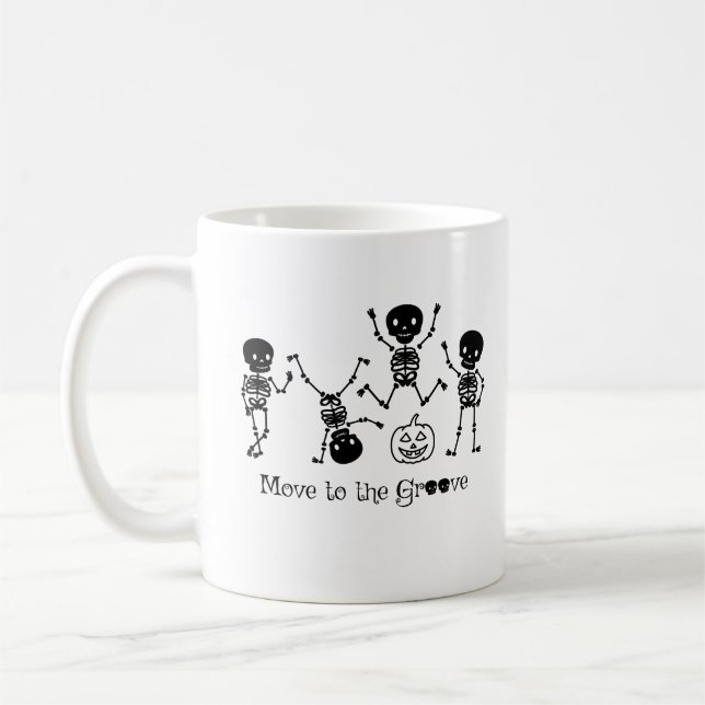 Mug Squelette de danse d'Halloween bougez au rythme (Gauche)