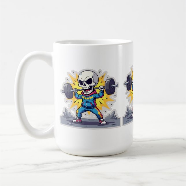 Mug « Squelette de dessin animé mignon haltérophile •  (Gauche)
