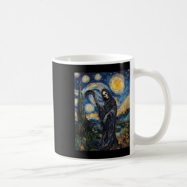 Mug Squelette de faucheuse - Style Van Gogh - Starry N (Droite)