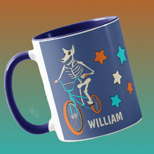 Mug Squelette de loup-garou sur un vélo BMX personnali