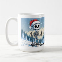 Squelette de Noël drôle sur skis