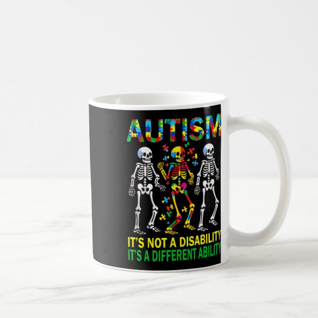 Mug Squelette de sensibilisation à l'autisme dansant E (Droite)