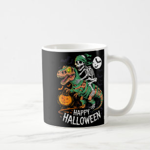 Mug Squelette d'Halloween à cheval sur une momie T Rex