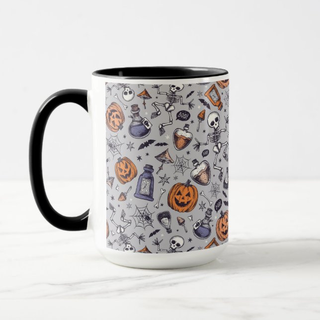 Mug Squelette d'Halloween vintage et Motif de potions (Gauche)