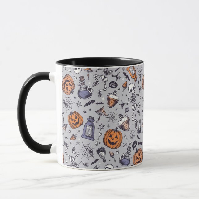 Mug Squelette d'Halloween vintage et Motif de potions (Gauche)