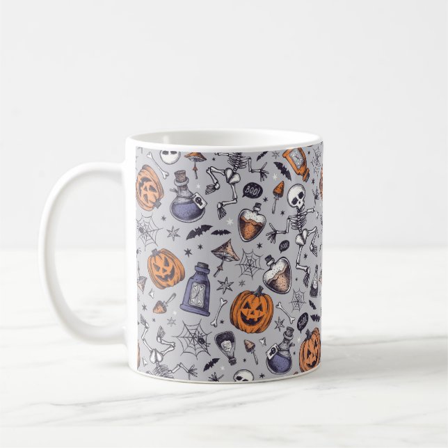 Mug Squelette d'Halloween vintage et Motif de potions (Gauche)