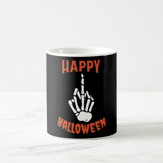 Mug Squelette Doigt du Milieu Joyeux Halloween (Centre)
