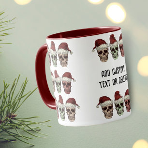 Mug Squelette drôle ambiance effrayante tête Noël roug