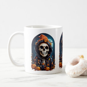 Mug Squelette éffrayant avec Citrouilles mal