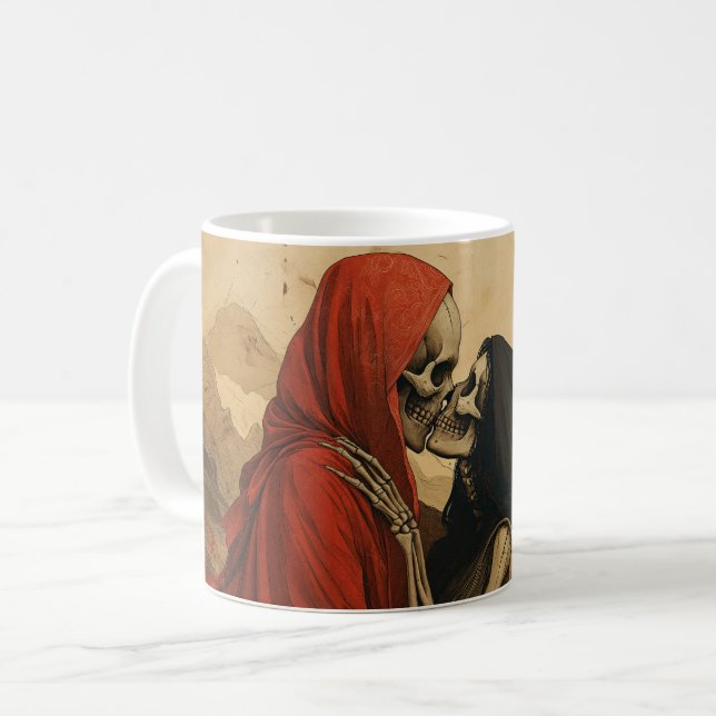 Mug Squelette en Love - Vintage dark (Devant gauche)