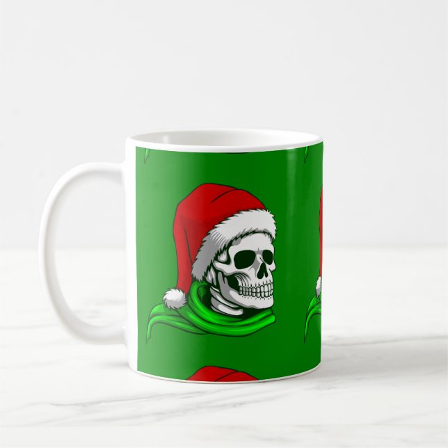 Mug squelette gothique de Noël père Noël (Gauche)