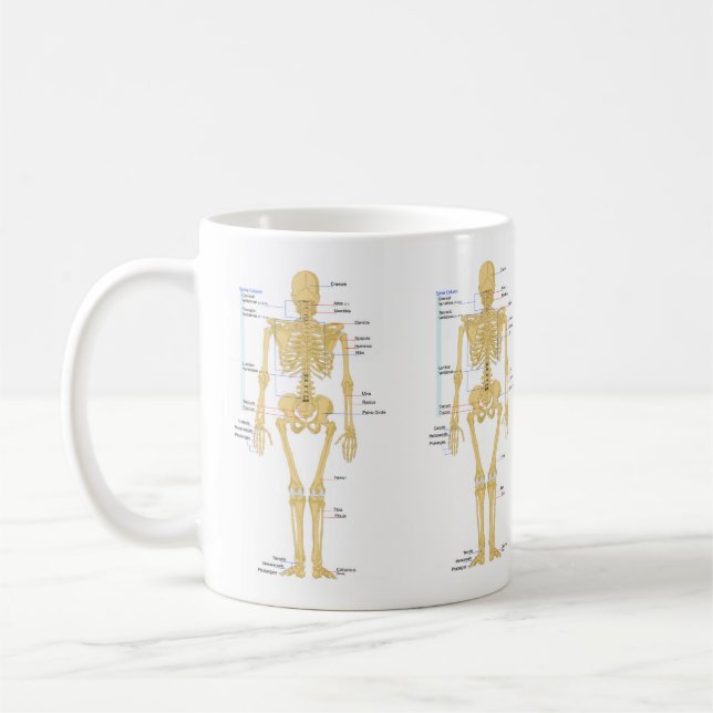 Mug Squelette humain mignon avec Étiquette (Gauche)