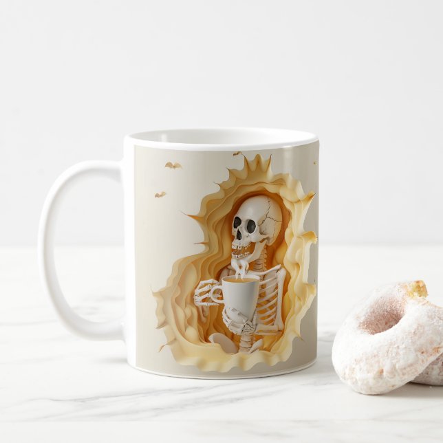 Mug Squelette imprimé 3D avec café (Avec donut)
