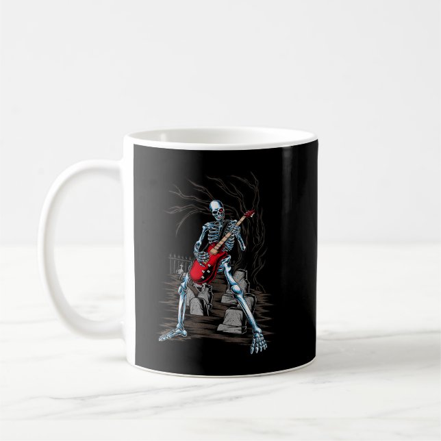 Mug Squelette Jouant de la Guitare Électro Acoustique  (Gauche)