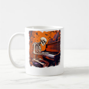 Mug Squelette jouant du piano Guitar Music Lover Hallo