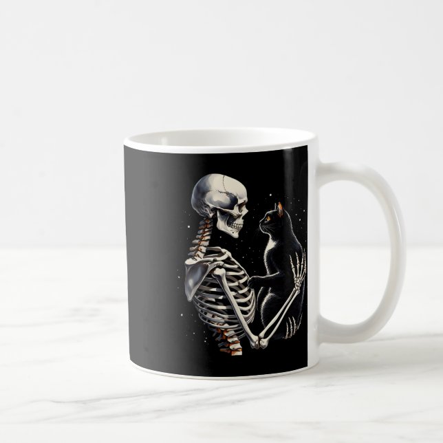 Mug Squelette Jouer Avec Un Chat Graphique Crâne Graph (Droite)