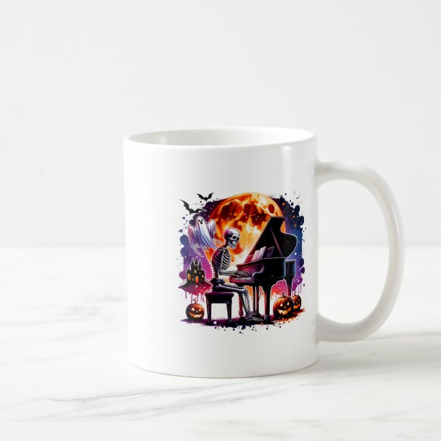Mug Squelette Jouer Piano Avec Fantôme Halloween Dépla (Droite)