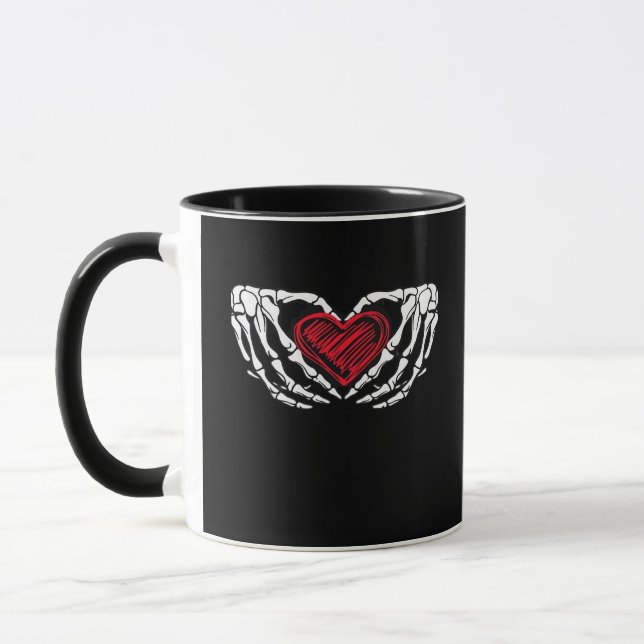 Mug Squelette Mains Avec Coeur Classique (Gauche)