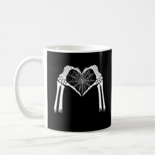 Mug Squelette Mains Cobweb Coeur (Blanc) Classique