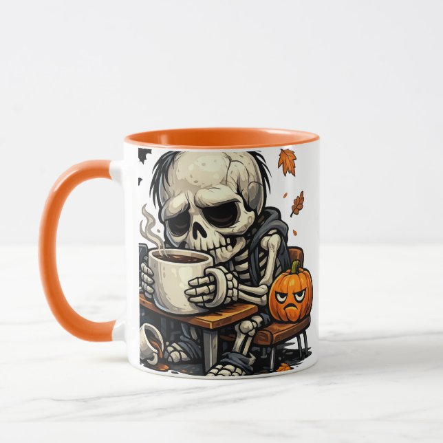 Mug Squelette sirote la boisson d'automne (Gauche)