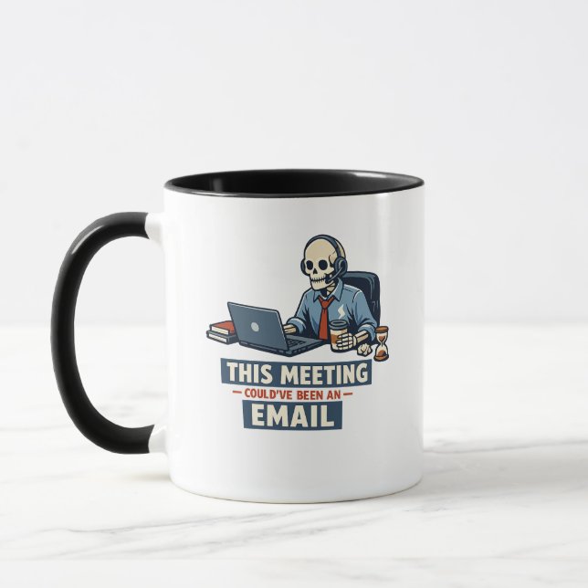 Mug Squelette survivant de réunion | Humour de bureau  (Gauche)
