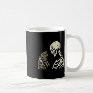 Mug Squelette tenant Chat amusant Halloween Crâne Homm