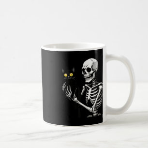 Mug Squelette tenant un chat mignonne Chat noir Hallow