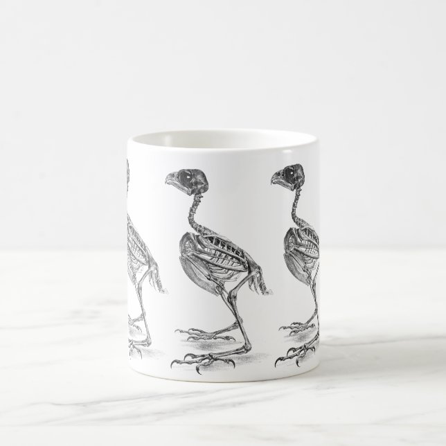 Mug Squelette vintage de bébé oiseau gravure (Centre)