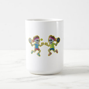 Mug Squelettes de dessin animé drôles jouant au padel