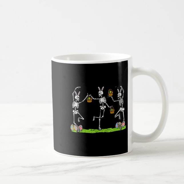 Mug Squelettes de Pâques dansant drôles de lapins os f (Droite)