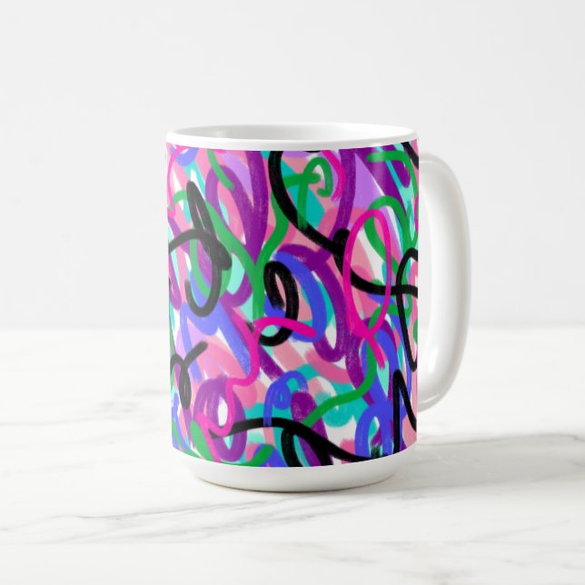 Mug Squiggles colorés Art Abstrait (Devant droit)