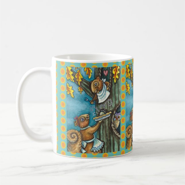 MUG SQUIRRELS & OWL THANKSGIVING, MAISON ACORN PIE (Gauche)
